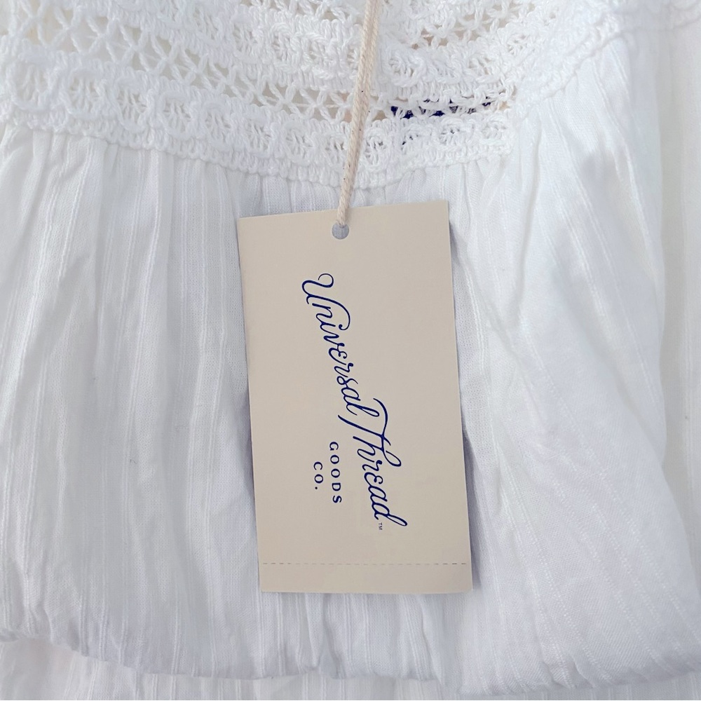 Women’s Sleeveless Crochet Trim Sundress Universal Thread White - Picture 8 of 9
